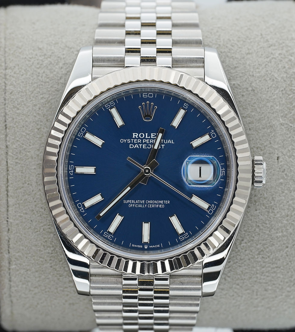 Thumbnail: Rolex Datejust 41 Blue Dial Jubilee Stainless Steel White Gold 126334 B/P