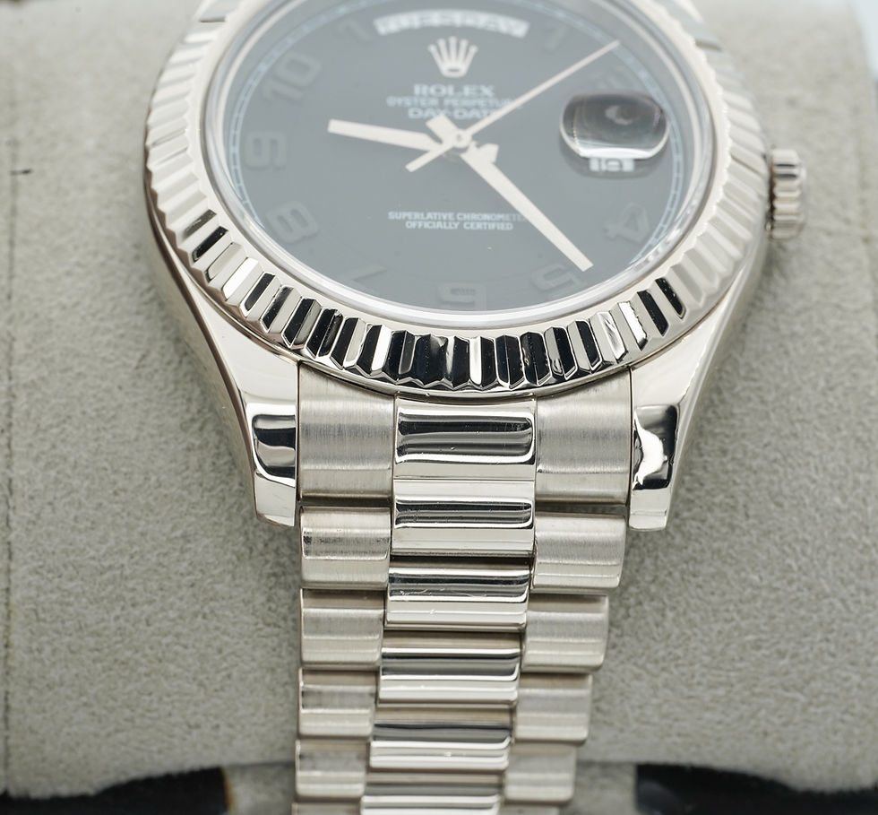 Thumbnail: Rolex Day Date II 218239 18k White Gold Black Arabic Dial 41mm!