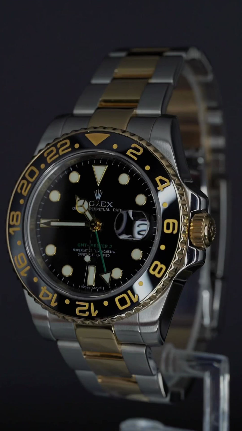 Thumbnail: Rolex GMT Master II 116713 Ceramic Bezel Black Dial 18K Gold and SS BOX/PAPERS!