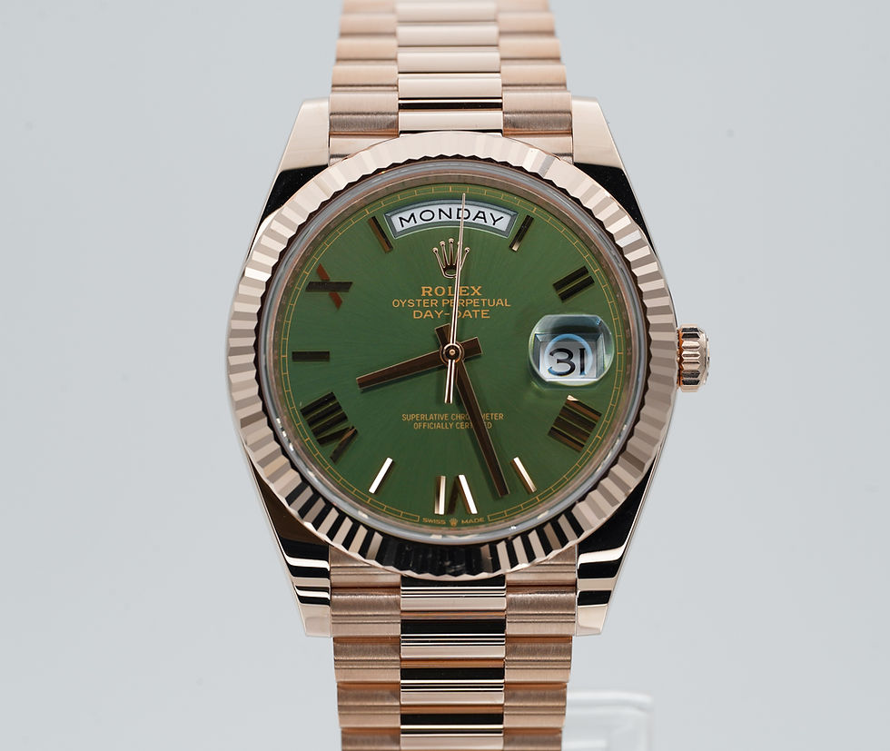 Thumbnail: 2025 Rolex Day-Date Rose Gold Olive Green Dial BOXES/PAPERS!