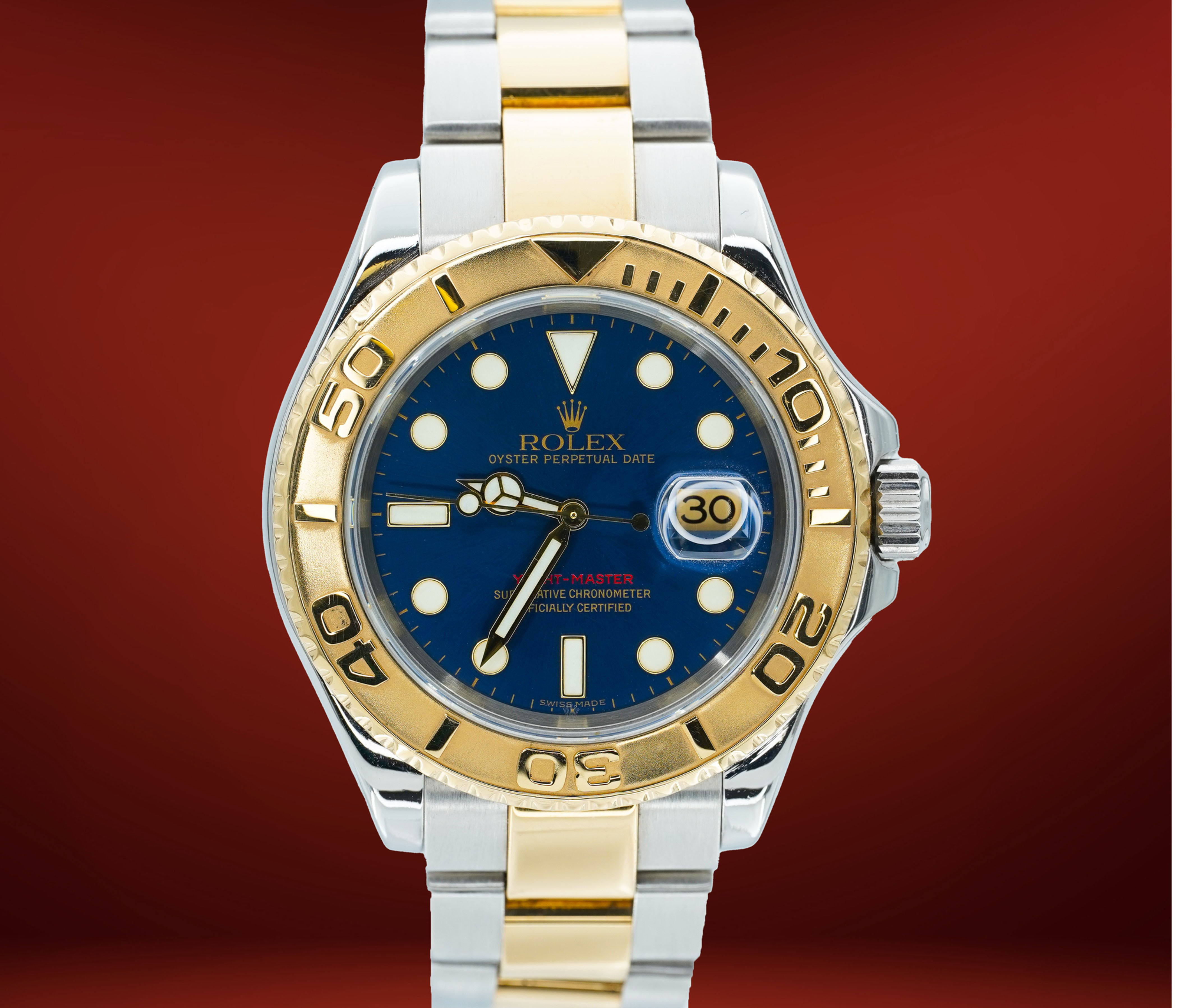 Rolex Yacht-Master 40mm 18K Yellow Gold Stainless Steel Blue Dial 16623!