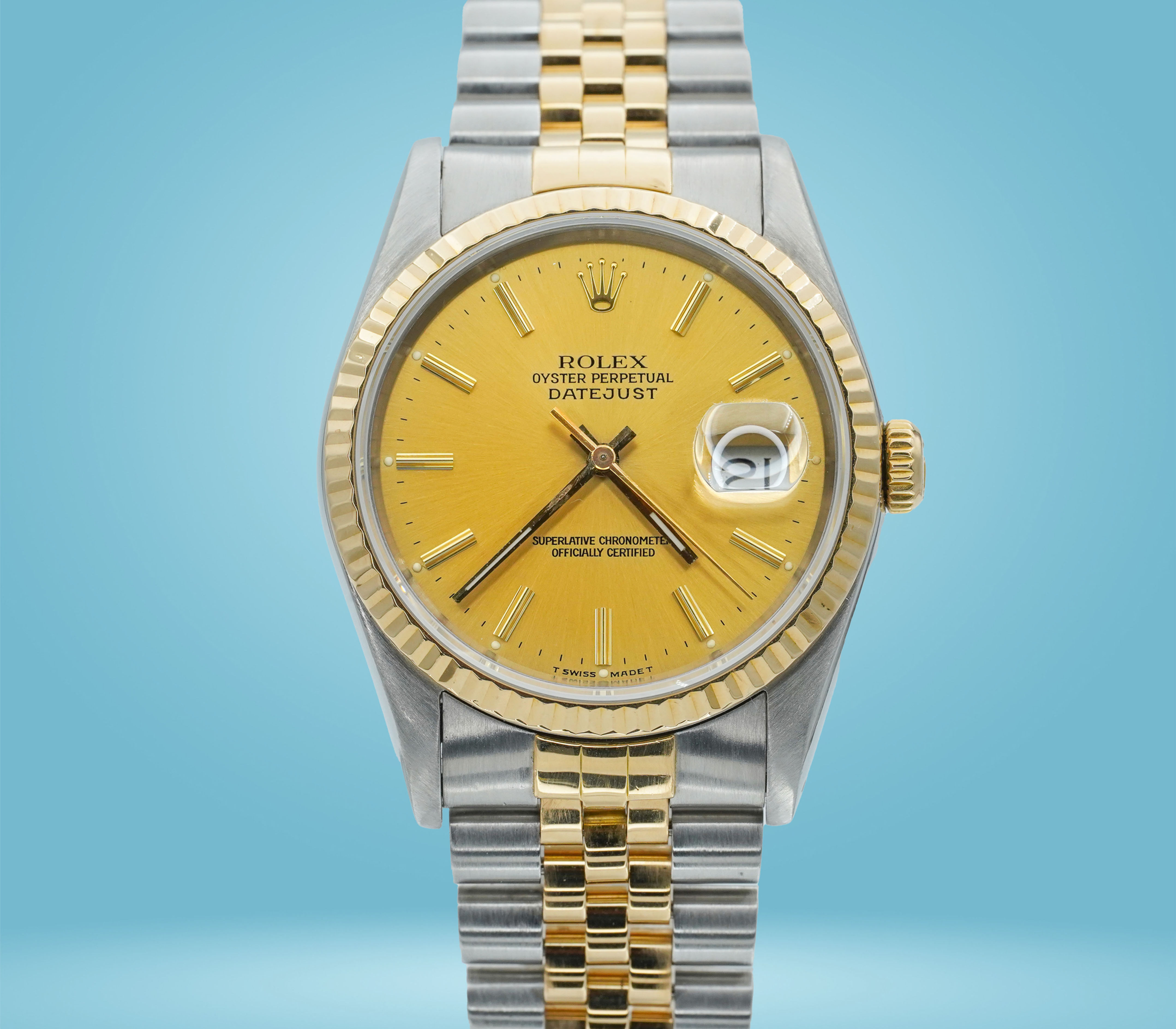 Rolex Datejust 36 16233 18K Yellow Gold & Stainless Steel Champagne Dial!