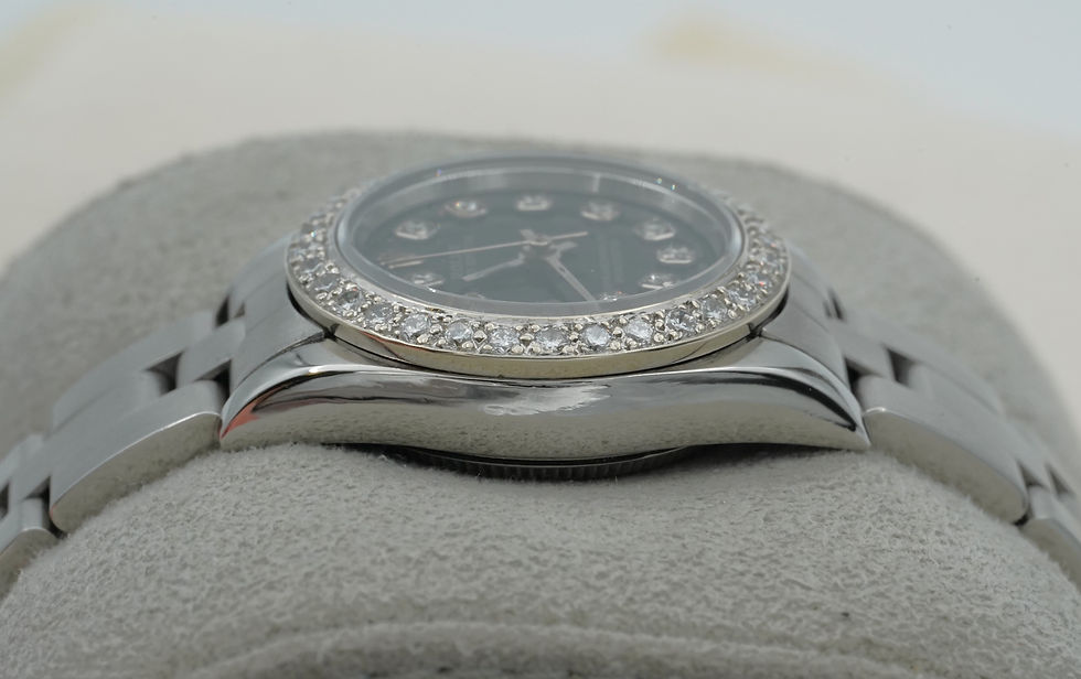 Thumbnail: ROLEX Oyster Perpetual 76080 24mm Custom Black Diamond Dial and Bezel!