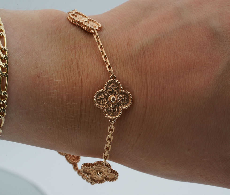 Thumbnail: Van Cleef & Arpels Vintage Alhambra Bracelet 5 Motifs 18K Rose Gold 7.5” B/P!