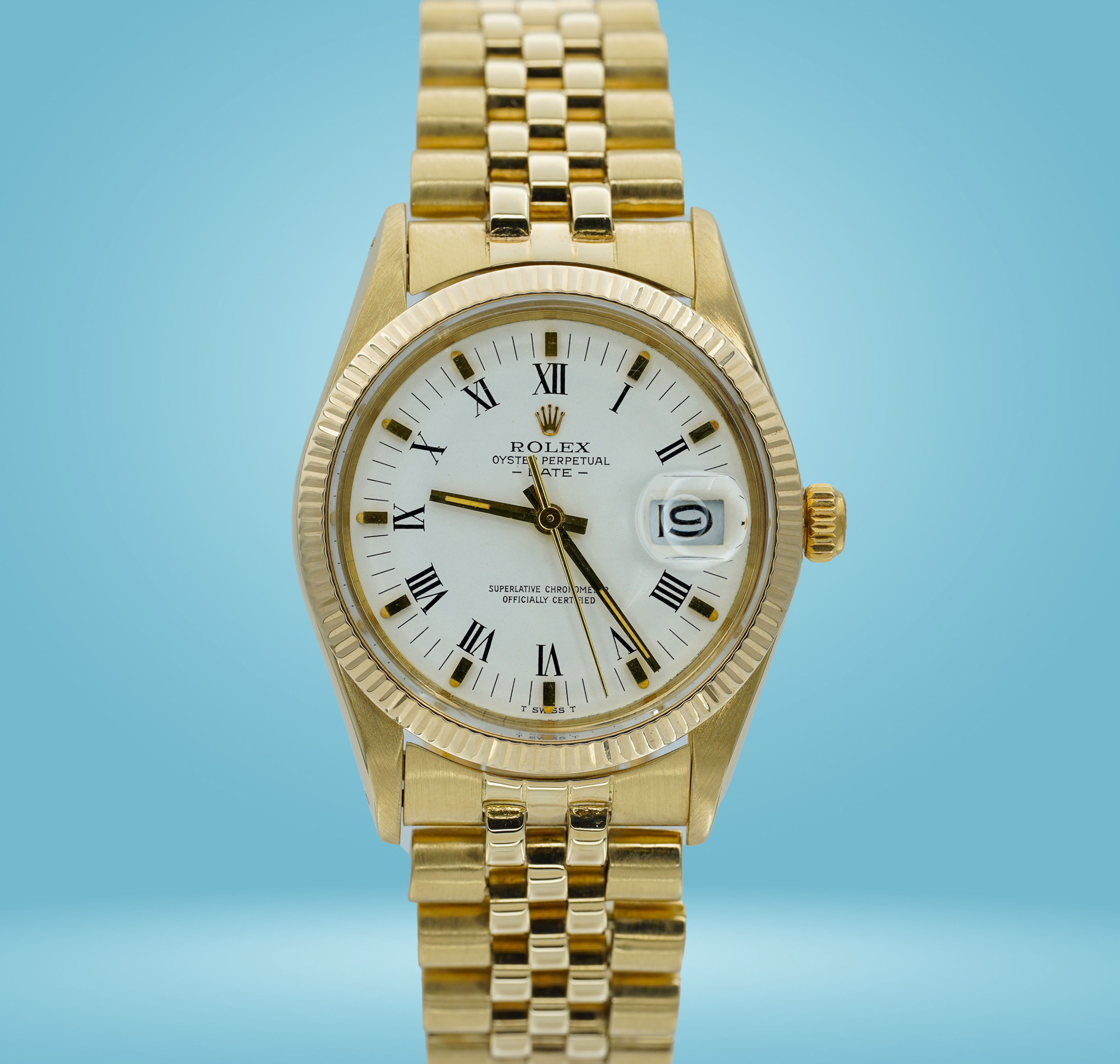 1981 ROLEX Date 15037 14K Yellow Gold 34mm Jubilee White Dial!