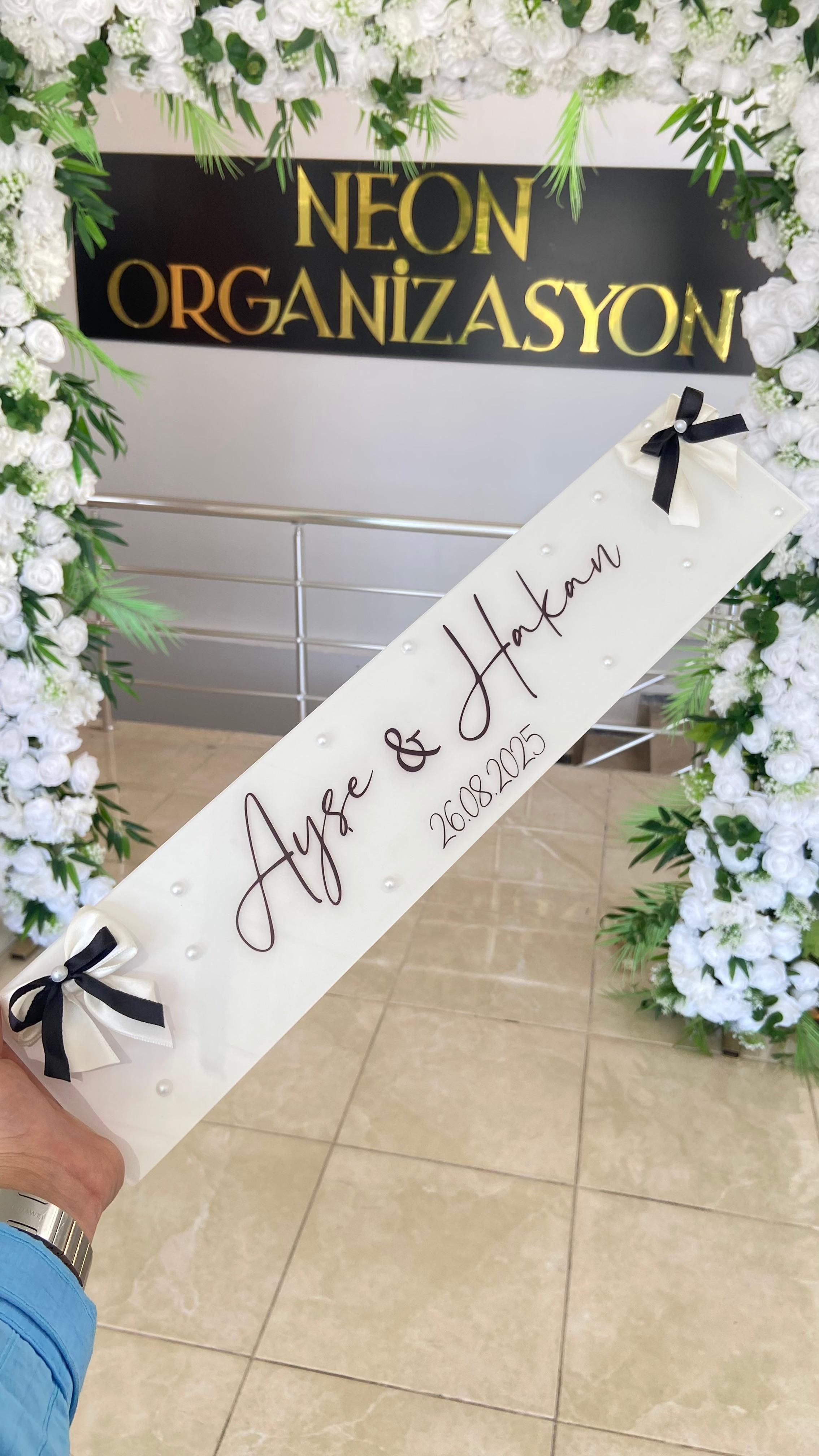 Gelin Damat Plakalık İnci ve Kurdele Detaylı