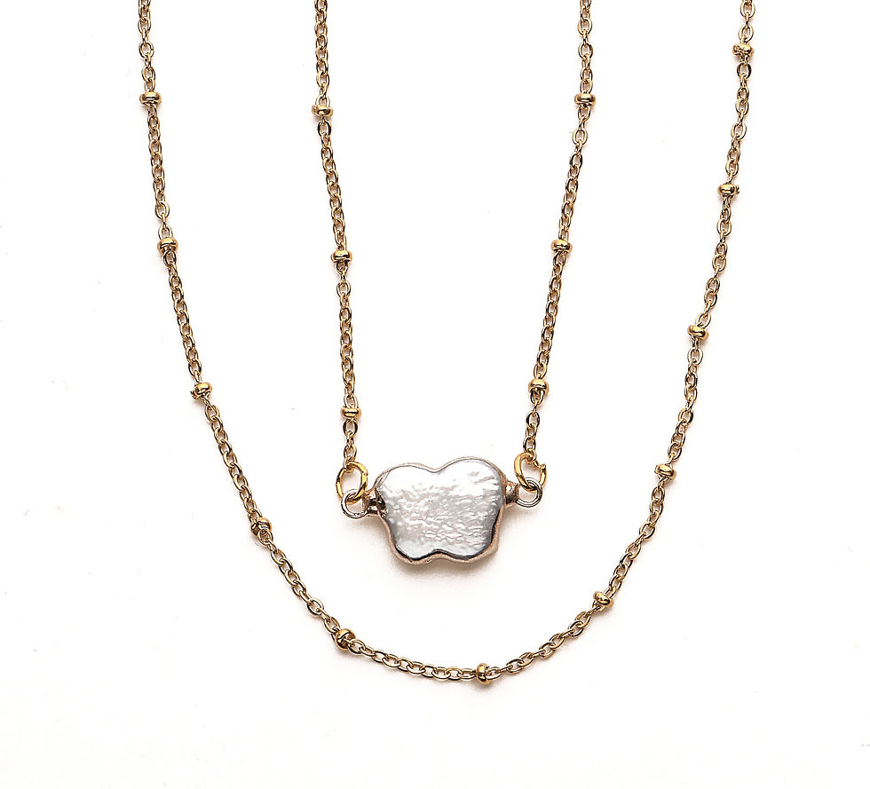 Choker Gold Chain + Freshwater Pearl Necklace
