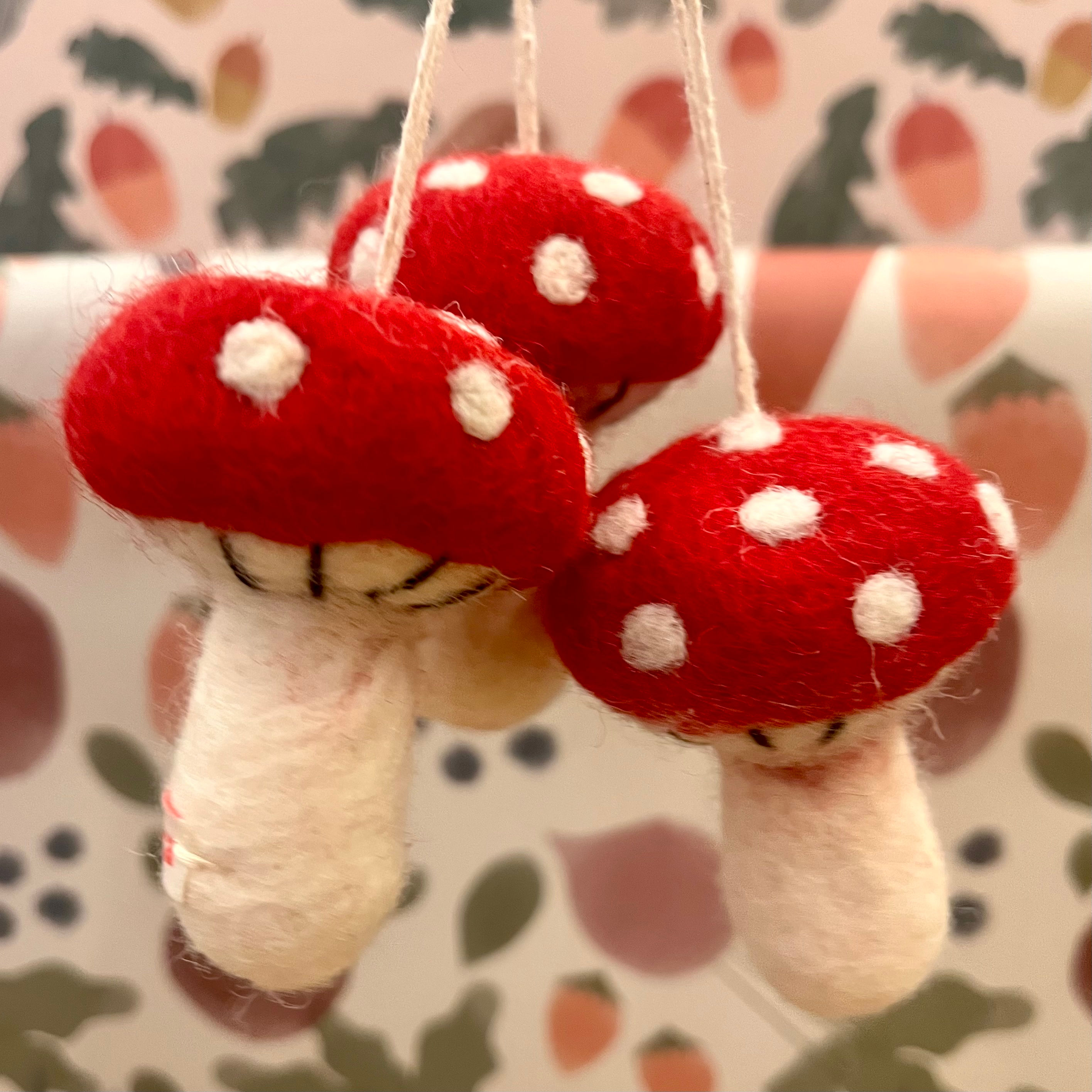 Felt Toadstool hanging decoration