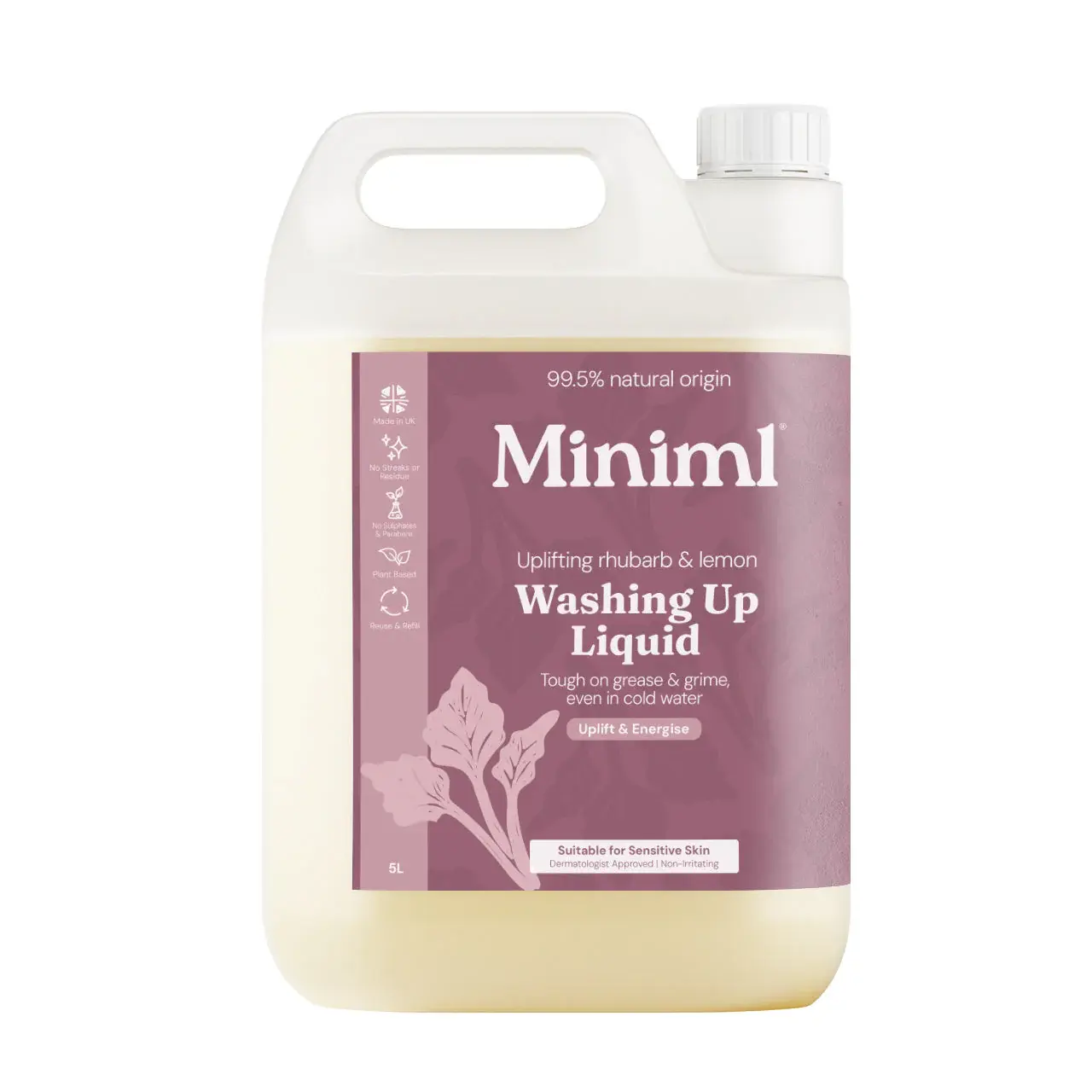 Washing up liquid, Rhubarb + lemon, 5l refill