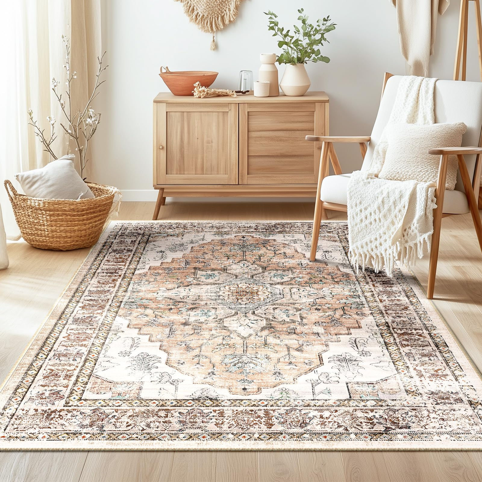 BESTSWEETIE 3x5 Entryway Rug 3 x 5 Boho Rugs Washable Rugs Non Slip Vintage Kitc