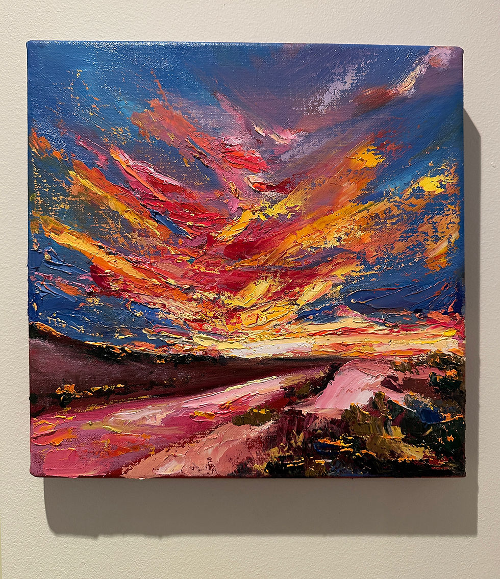 Thumbnail: White Cliffs Sunset I, 2025 oil on canvas 30 x 30cm