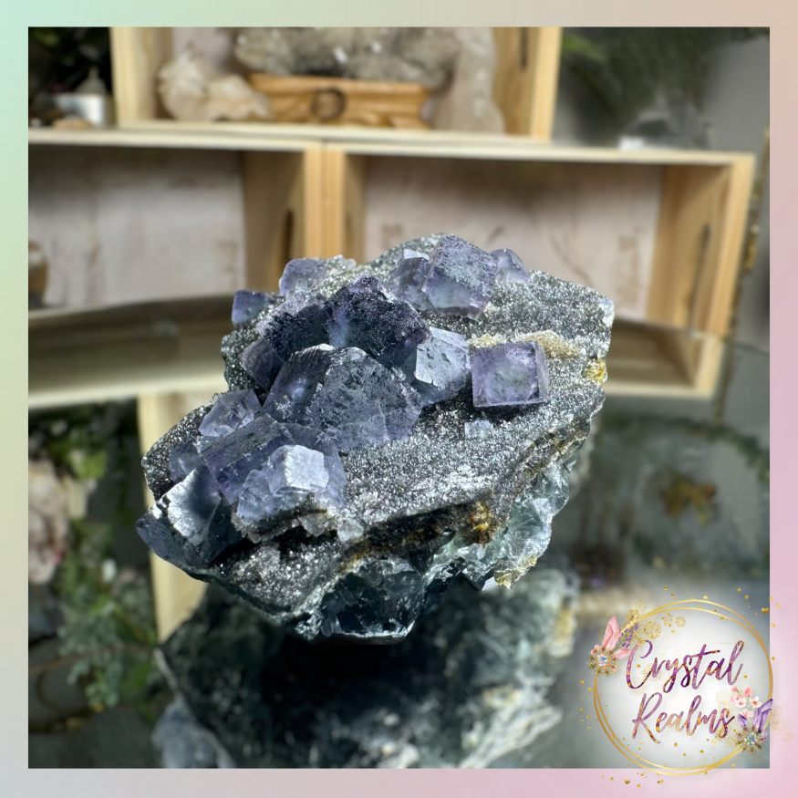 縮圖：Blue & Green Large Cubed Fluorite Cluster Specimen