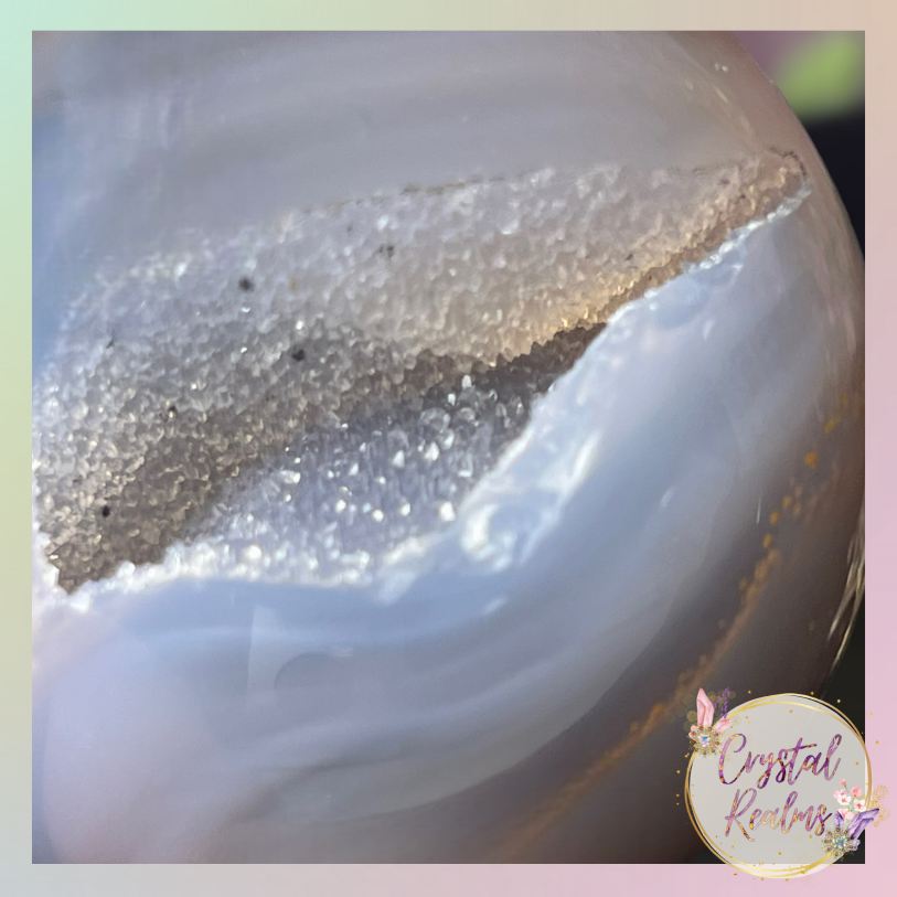 縮圖：Agate Open Druzy Sphere