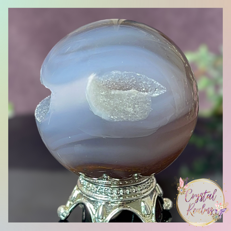 縮圖：Agate Open Druzy Sphere