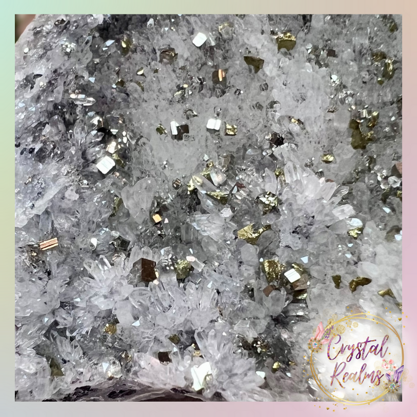 Thumbnail: Clear Quartz Double Sided Cluster with Pyrite
