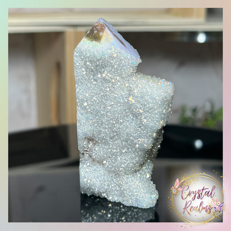 Sphalerite Aura Coated Druzy Crystal Tower