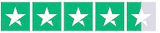 4.5 starts on Trustpilot rating Excellent