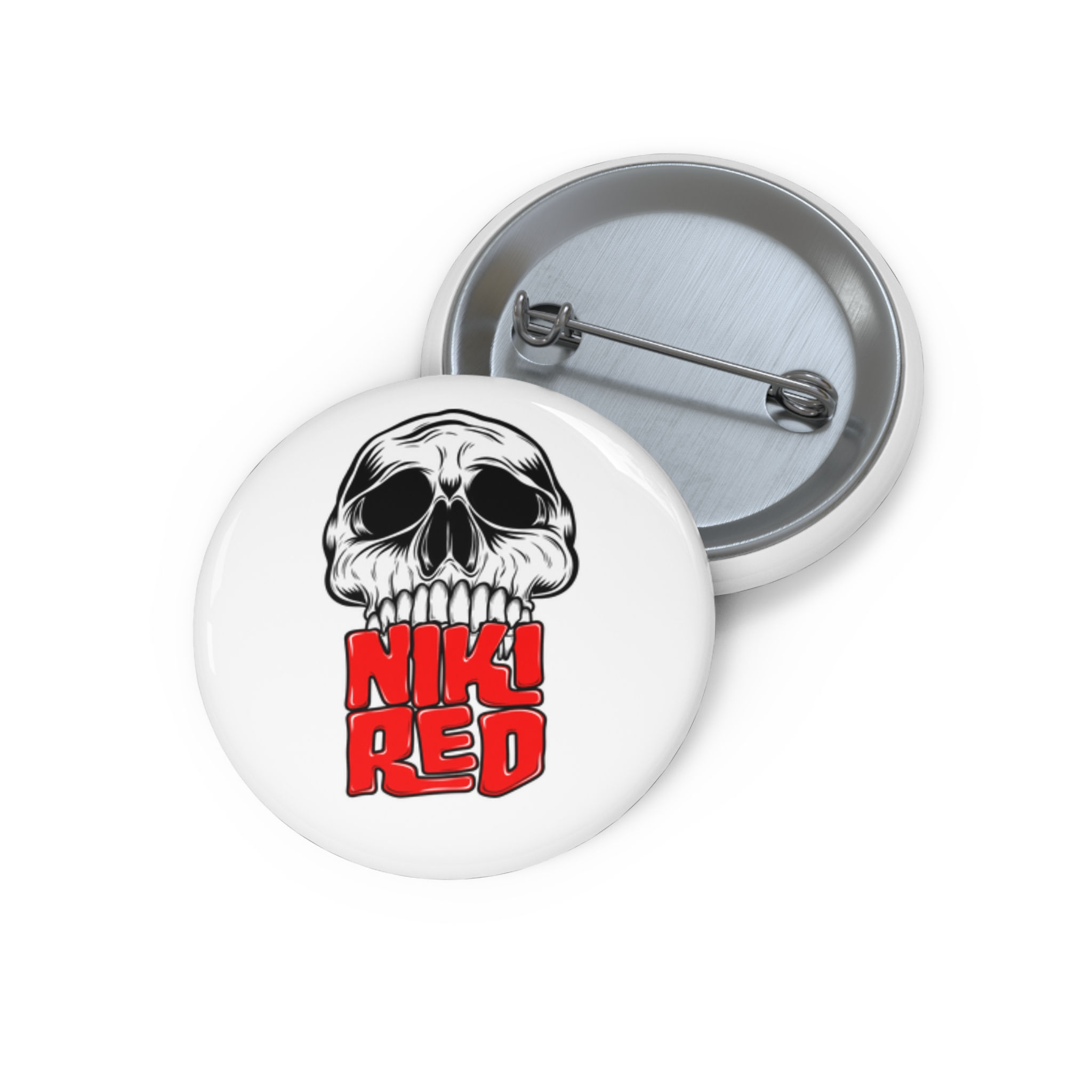 Niki Red Skull Pin Button