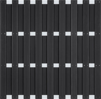 „WPC-Elementzaun Grace Line 180×180 cm in Anthrazit mit hellen Aluriegeln“