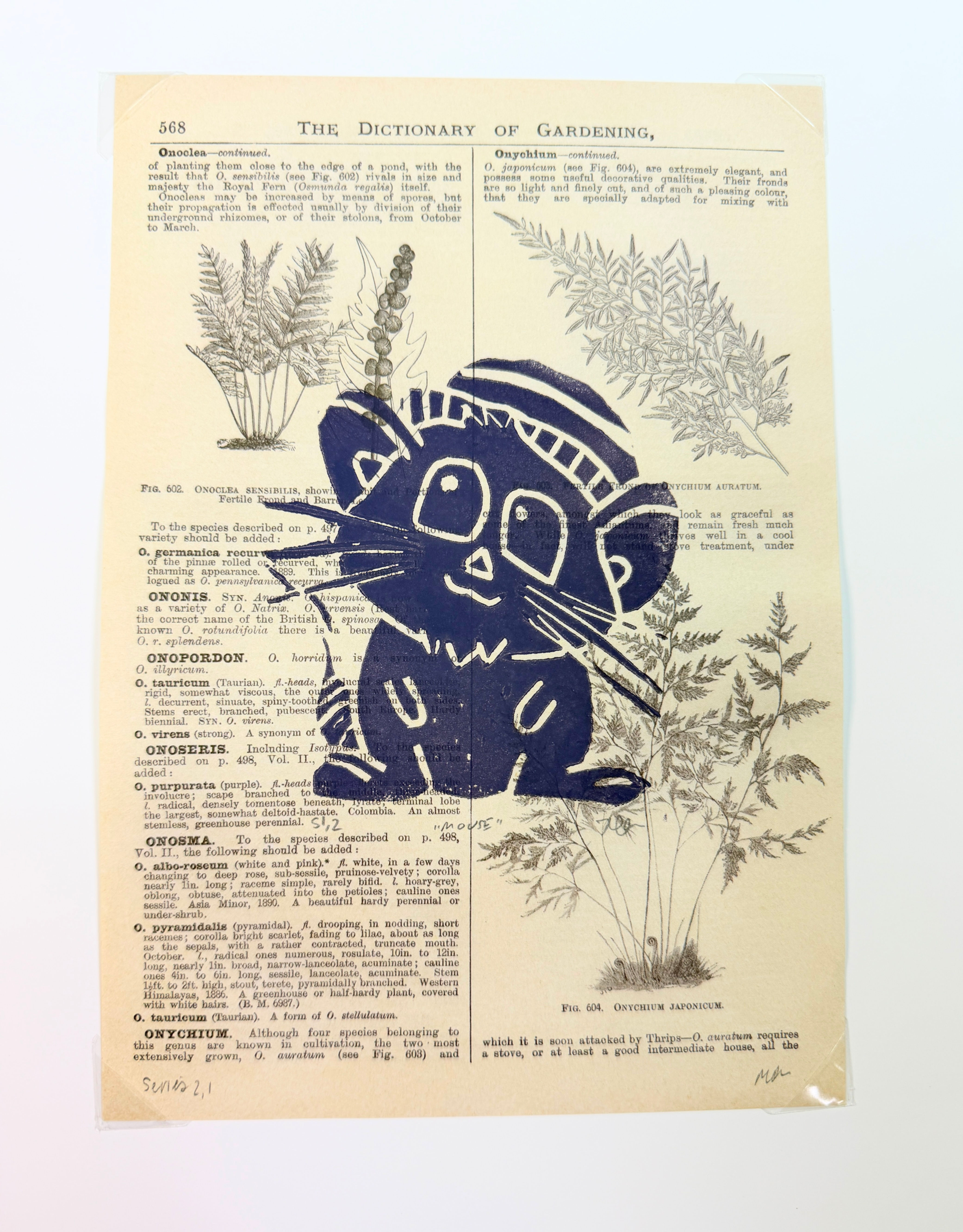 Hipster Mouse with Beanie Linocut Print 