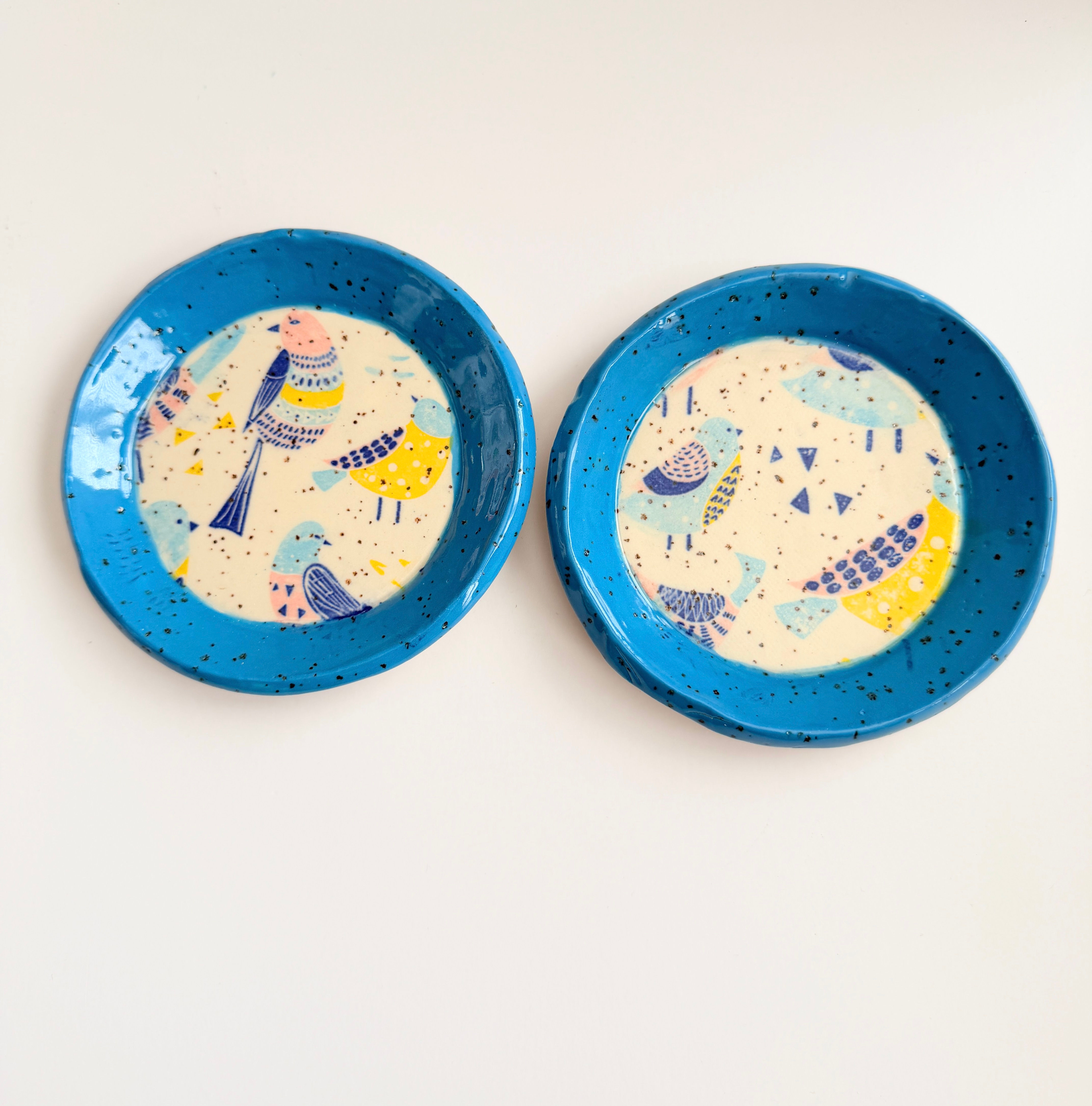 Stoneware Trinket Dish- Pastel Birds