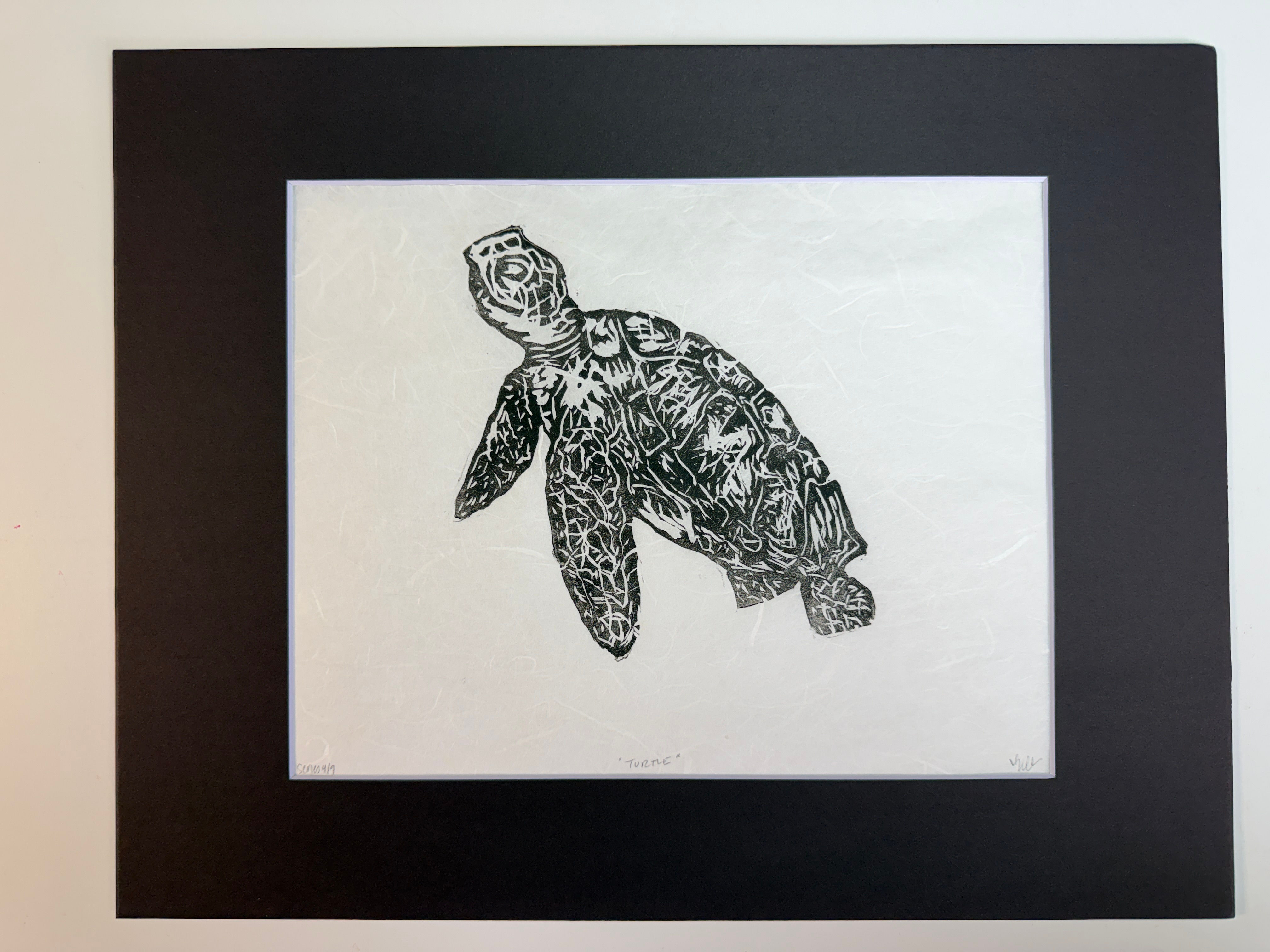 Linocut Turtle Print 14x11