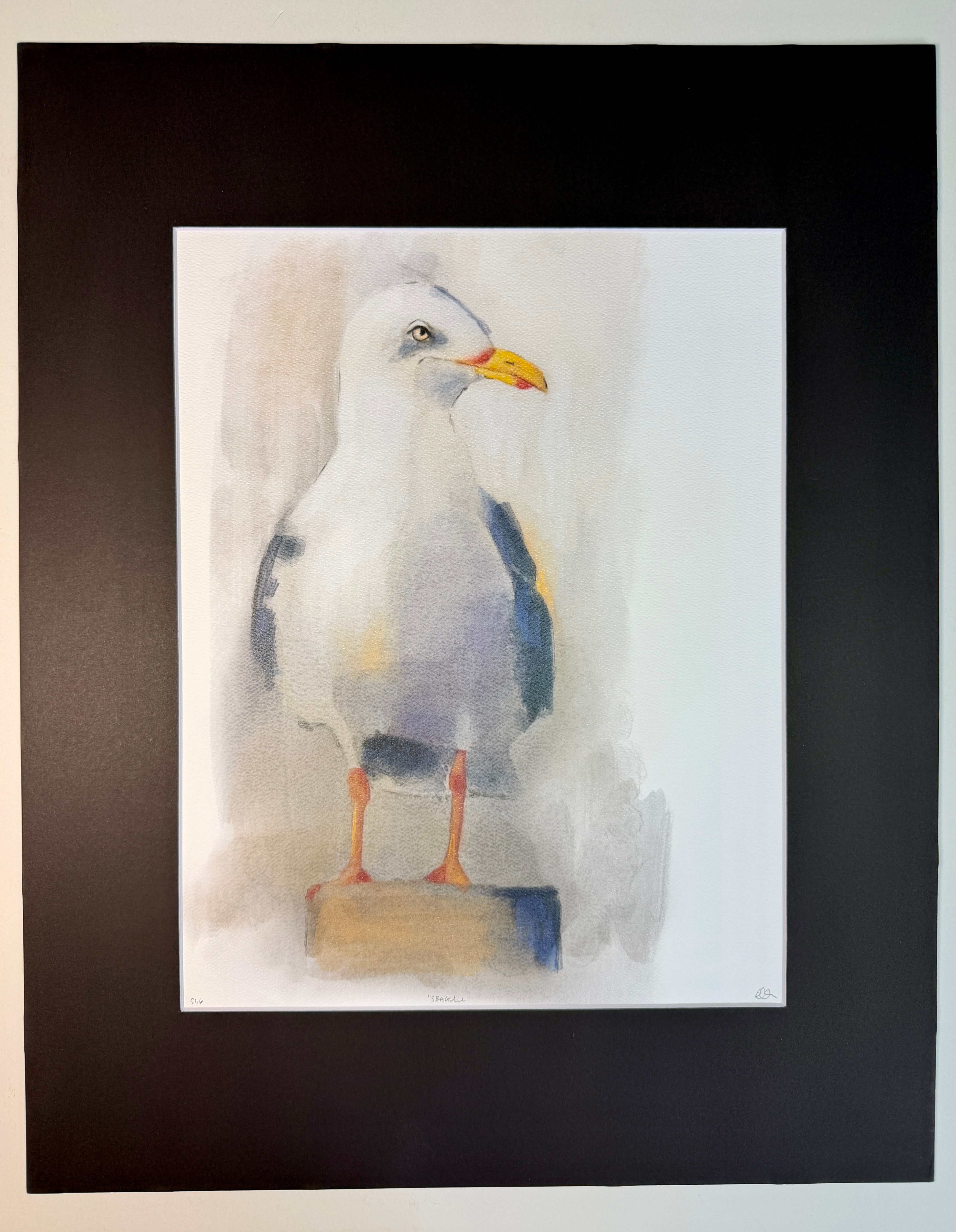 Seagull Watercolor Print- Matted 