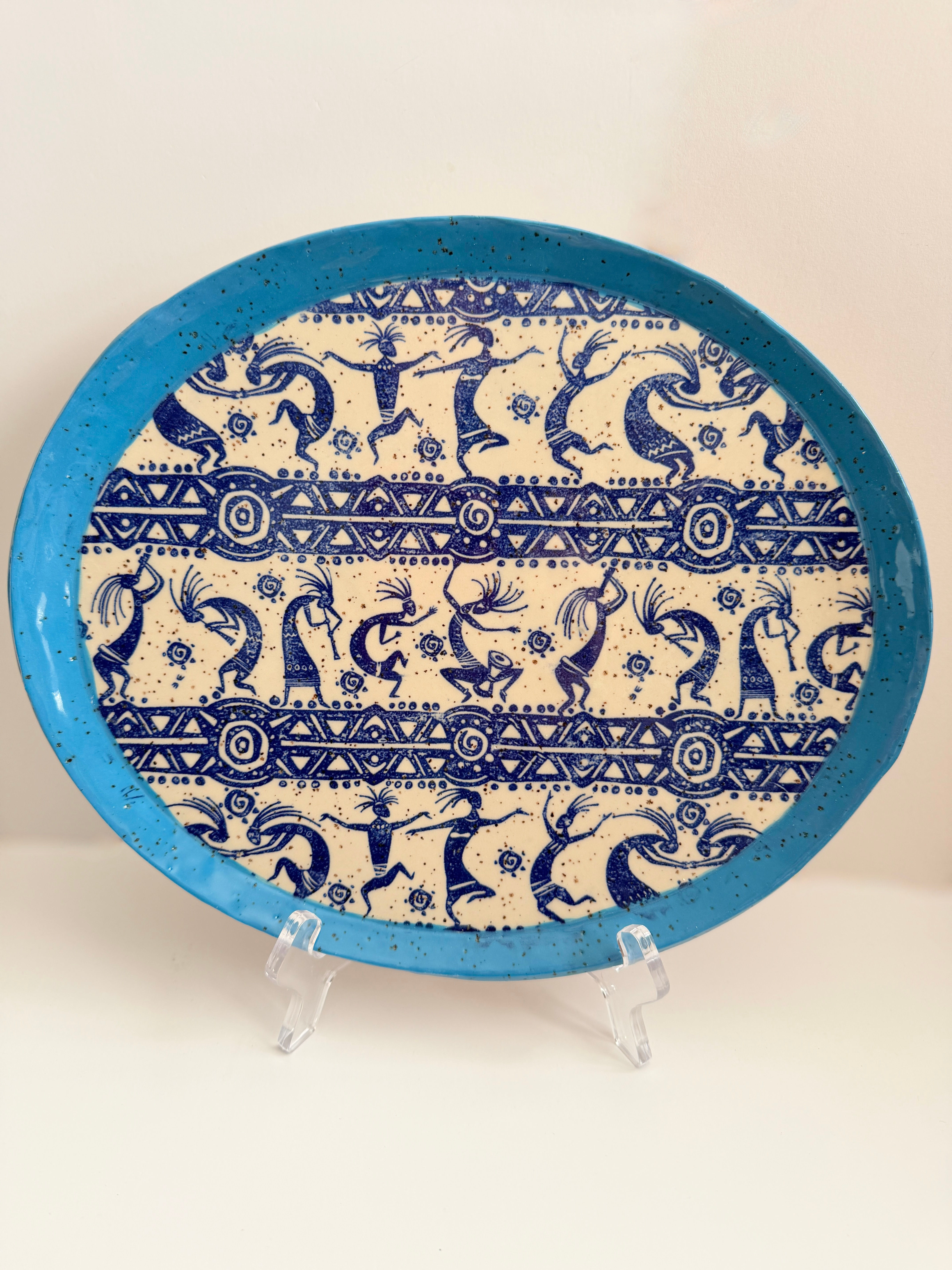 Stoneware Serving Dish- Kokopelli Design