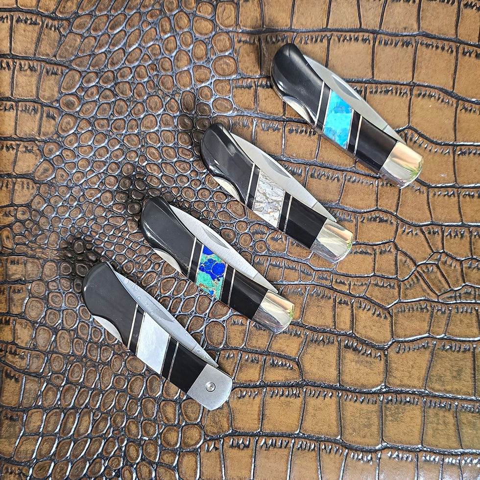 Santa Fe Stoneworks Titanium Damascus 3" Lockback Knife