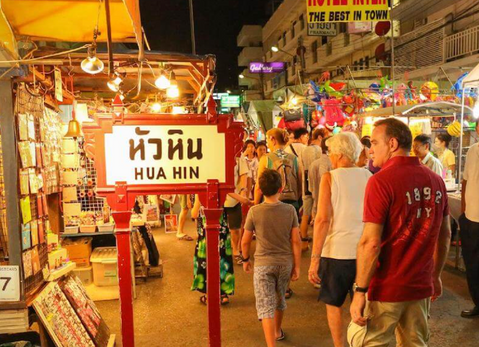 The night market is one of the landmarks of Hua Hin where tourists visit at night for food and shopping.