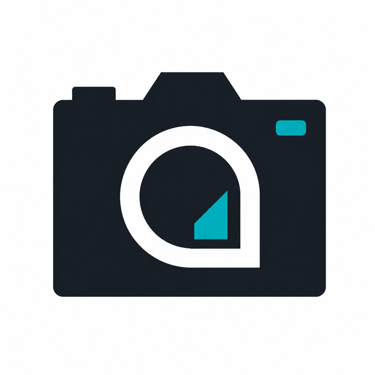 Camera logo with stylized 'a' lens