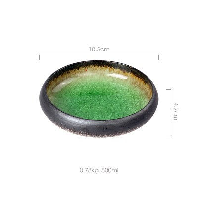 Thumbnail: KINGLANG Creative Kiln Ice Split Glaze Ceramic Plate - Japanese Sushi Sashimi
