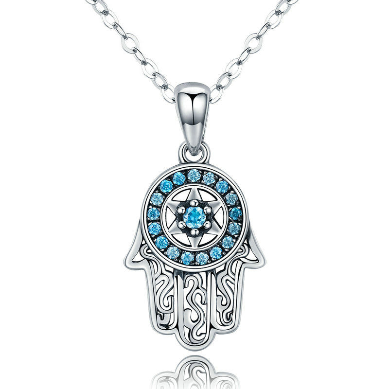 Thumbnail: Women's Turkish necklace/pendant: Genuine 925 Sterling Silver Fatima Hand