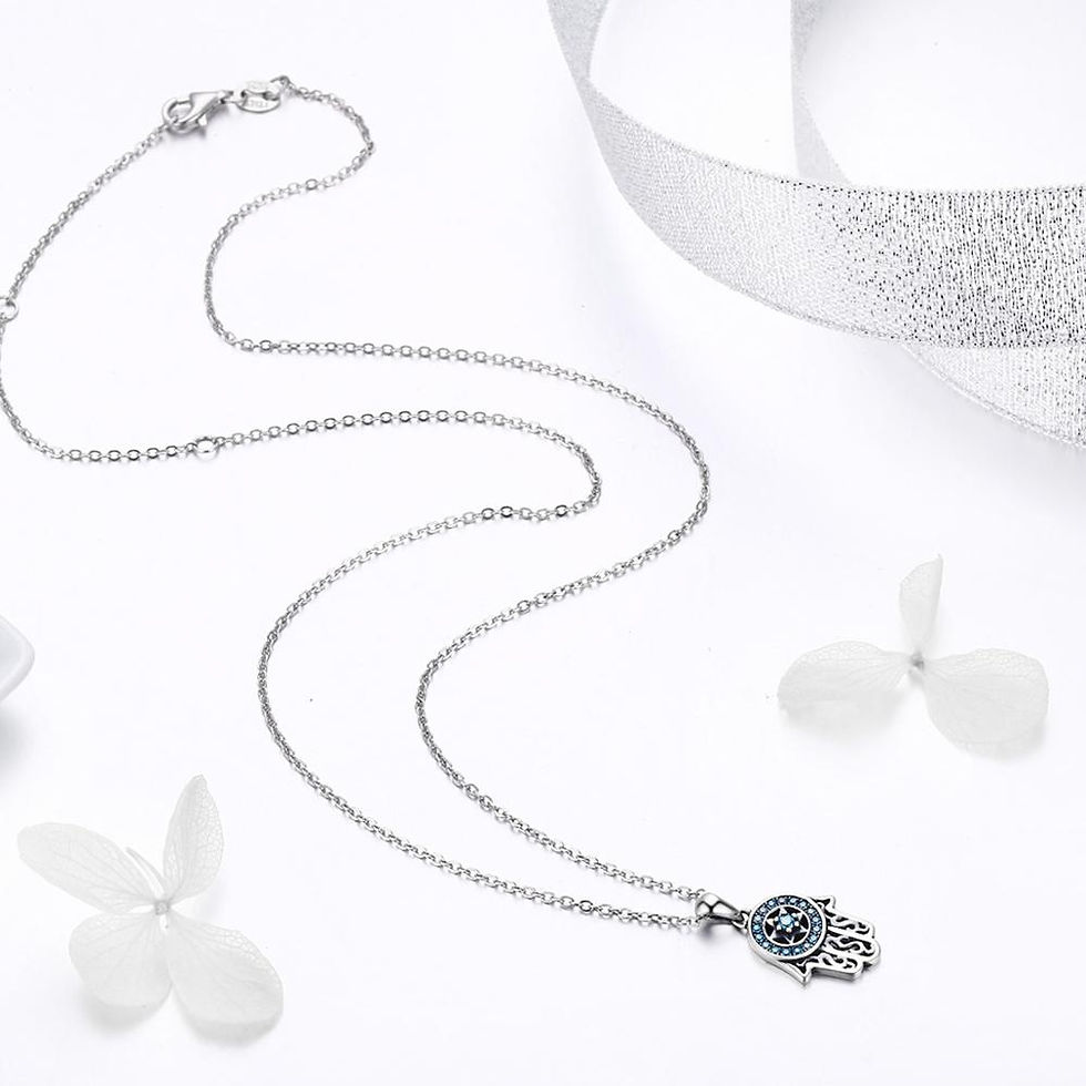 Thumbnail: Women's Turkish necklace/pendant: Genuine 925 Sterling Silver Fatima Hand