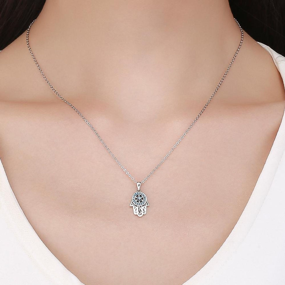 Thumbnail: Women's Turkish necklace/pendant: Genuine 925 Sterling Silver Fatima Hand