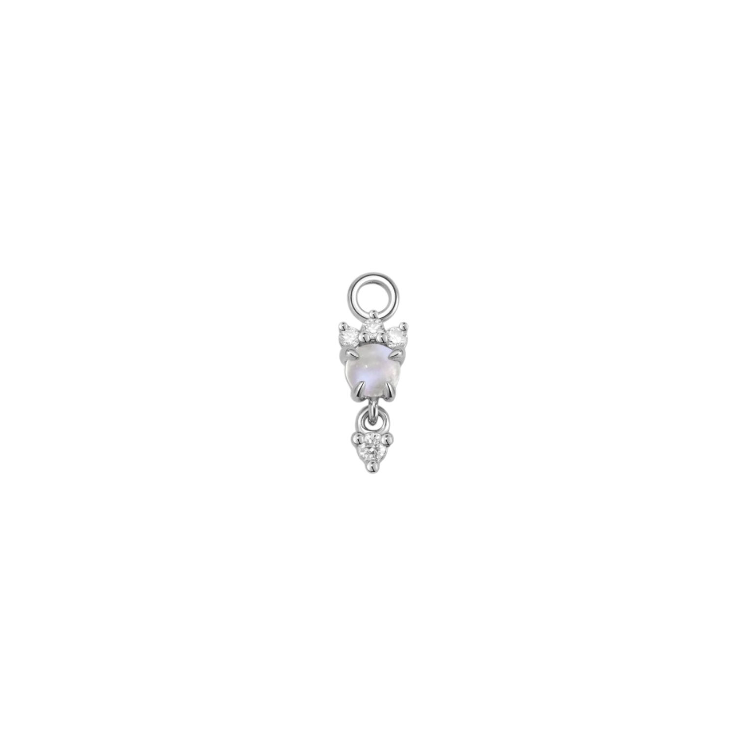 Modern Mood Leia Charm Genuine Moonstone & Diamond Drop 14kt Yellow Gold