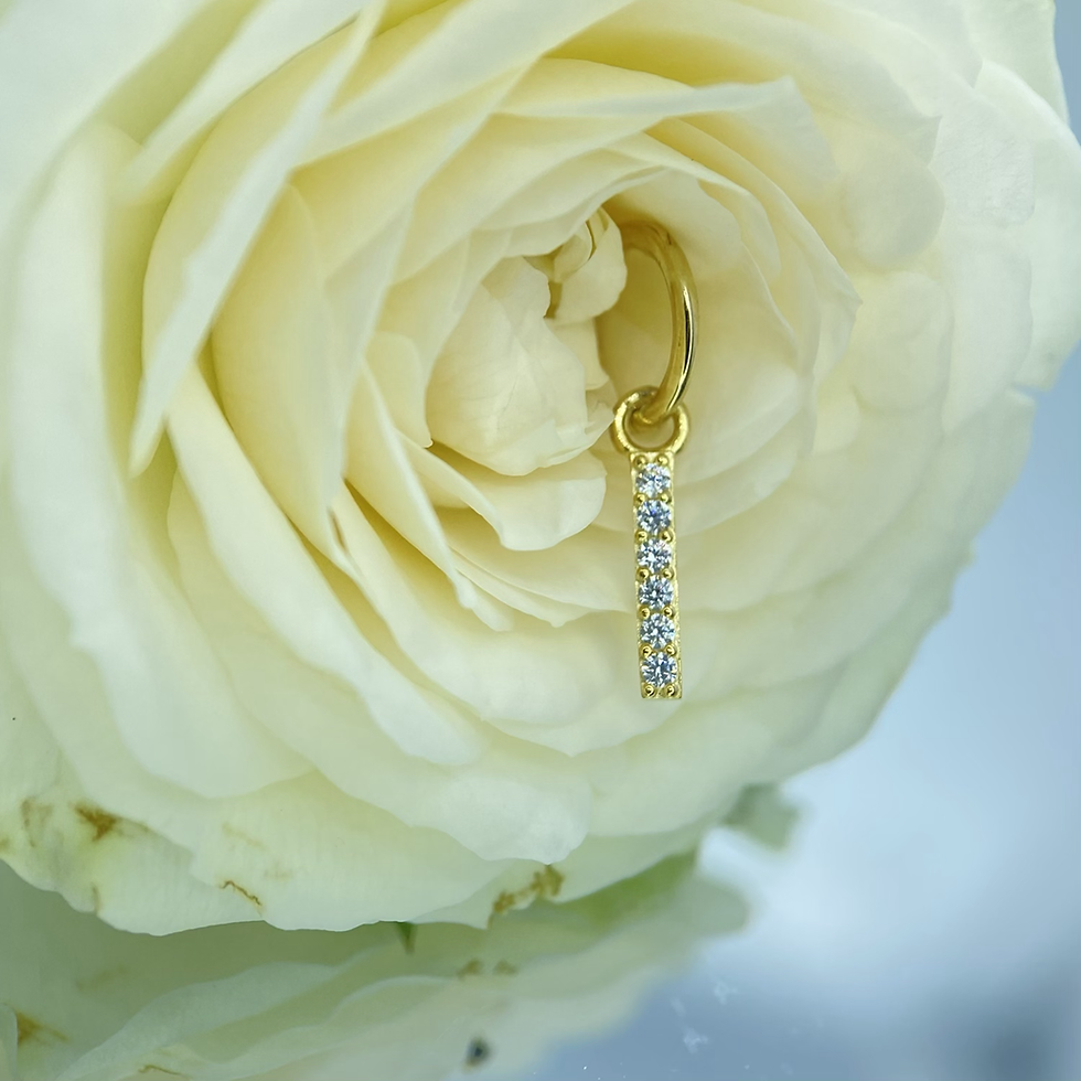 Thumbnail: Tish Lyon Cubic Zirconia Pave Ring Dangle 9kt Yellow Gold