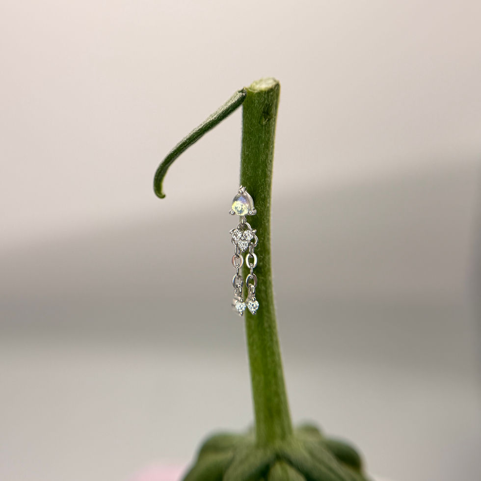 Thumbnail: Ember Aurora - Genuine Blue Moonstone & Moissanite 14k White Gold