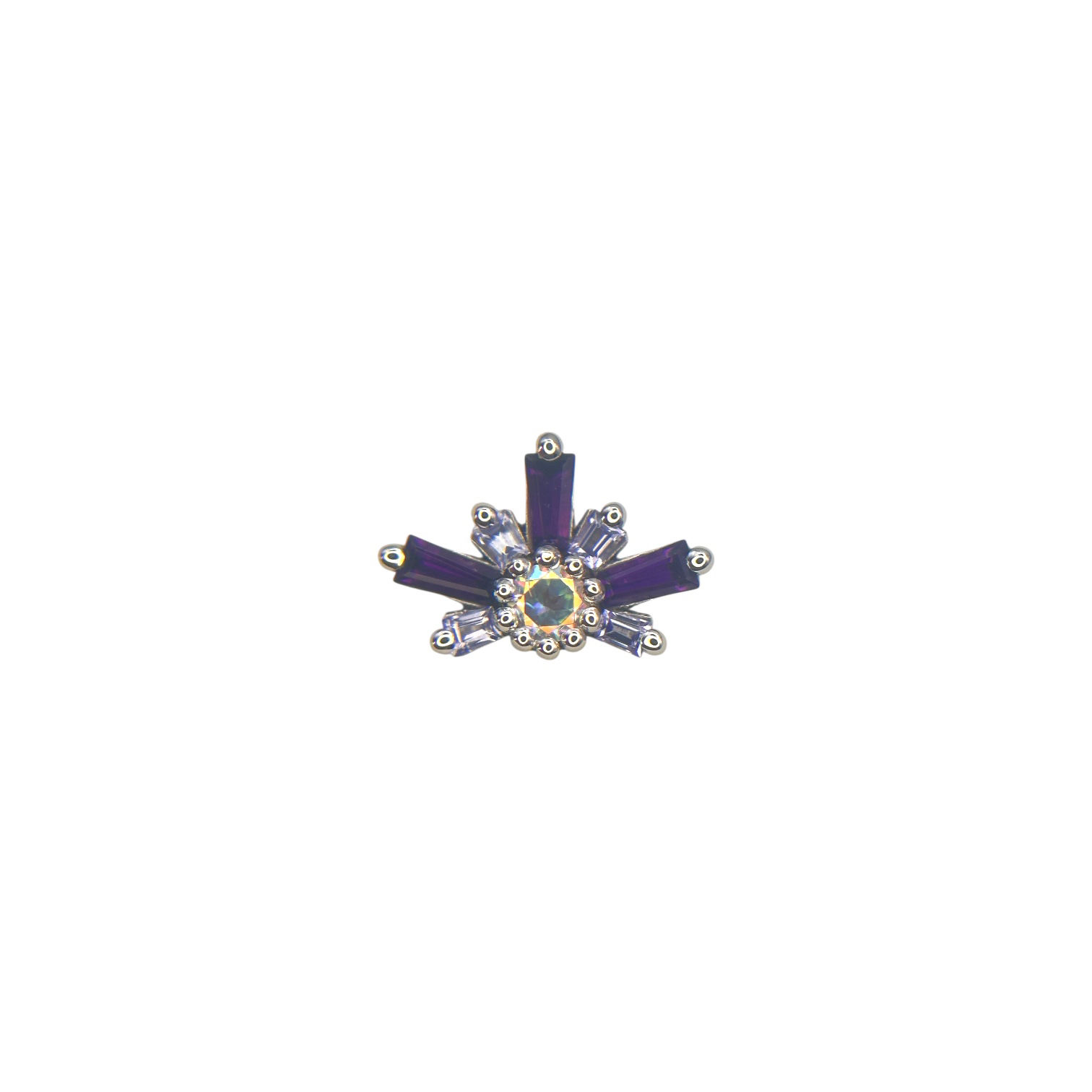 BVLA Half Mininova Genuine Amethyst, Tanzanite & Topaz 14kt White Gold