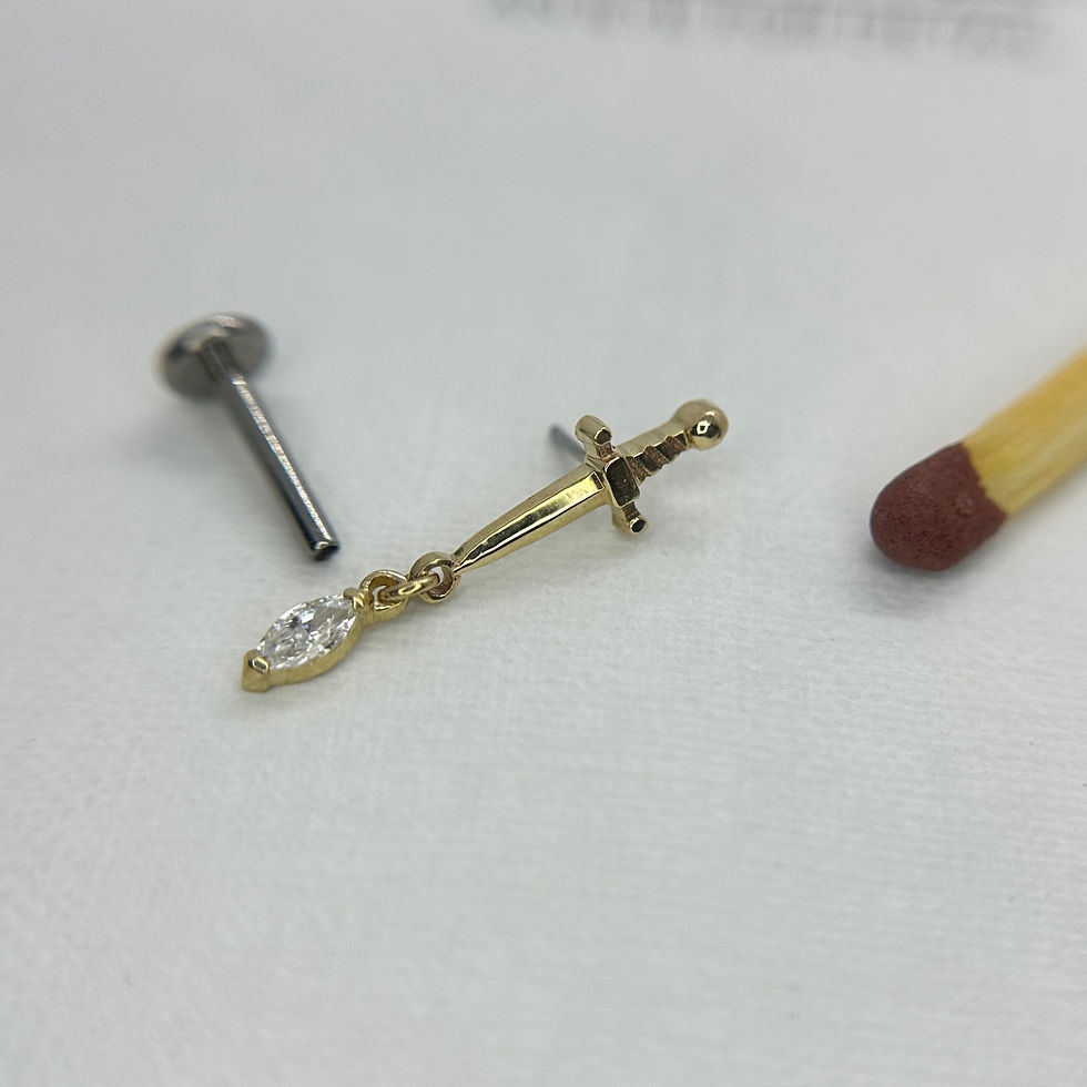 Thumbnail: Foes Jewelry Dirk Dagger Clear CZ Dangle 14kt Yellow Gold