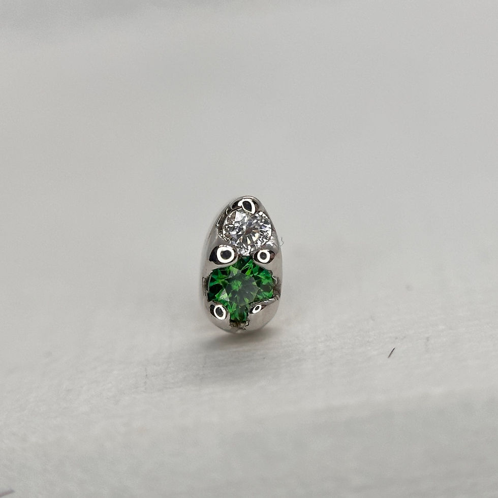 Thumbnail: Body Gems Pear Emerald & Clear CZ 14kt White Gold