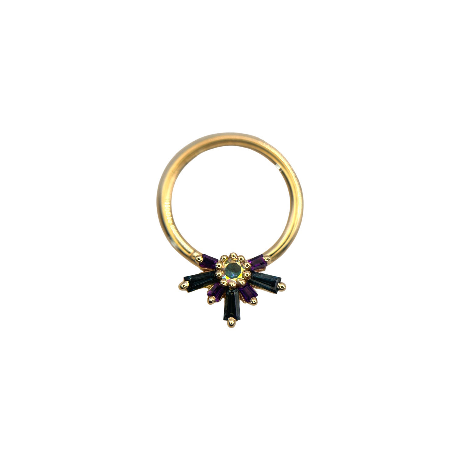 BVLA Half Mininova Seam Ring Genuine Amethyst & Topaz 14kt Yellow Gold