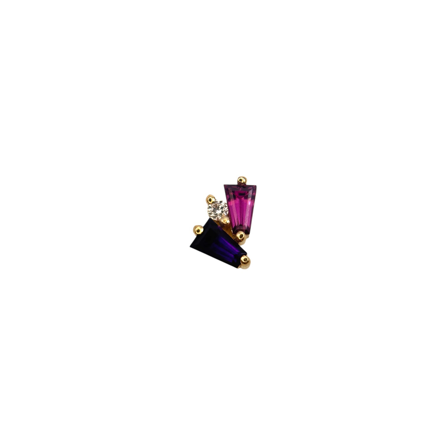 BVLA Pillar Genuine Amethyst, Rhodolite, Diamond 14kt Yellow Gold