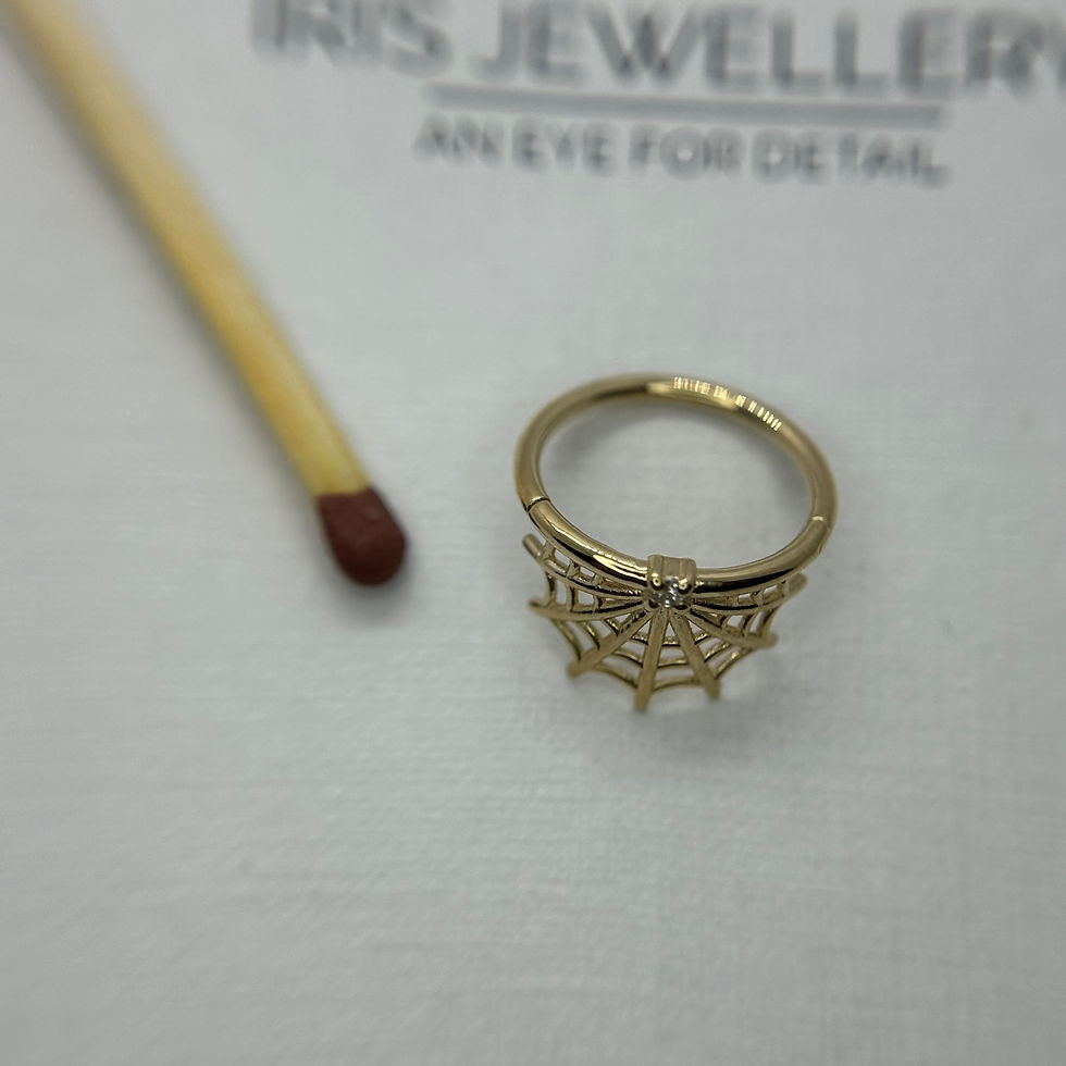 Thumbnail: Mushroom Web Clicker Clear CZ 14kt Yellow Gold