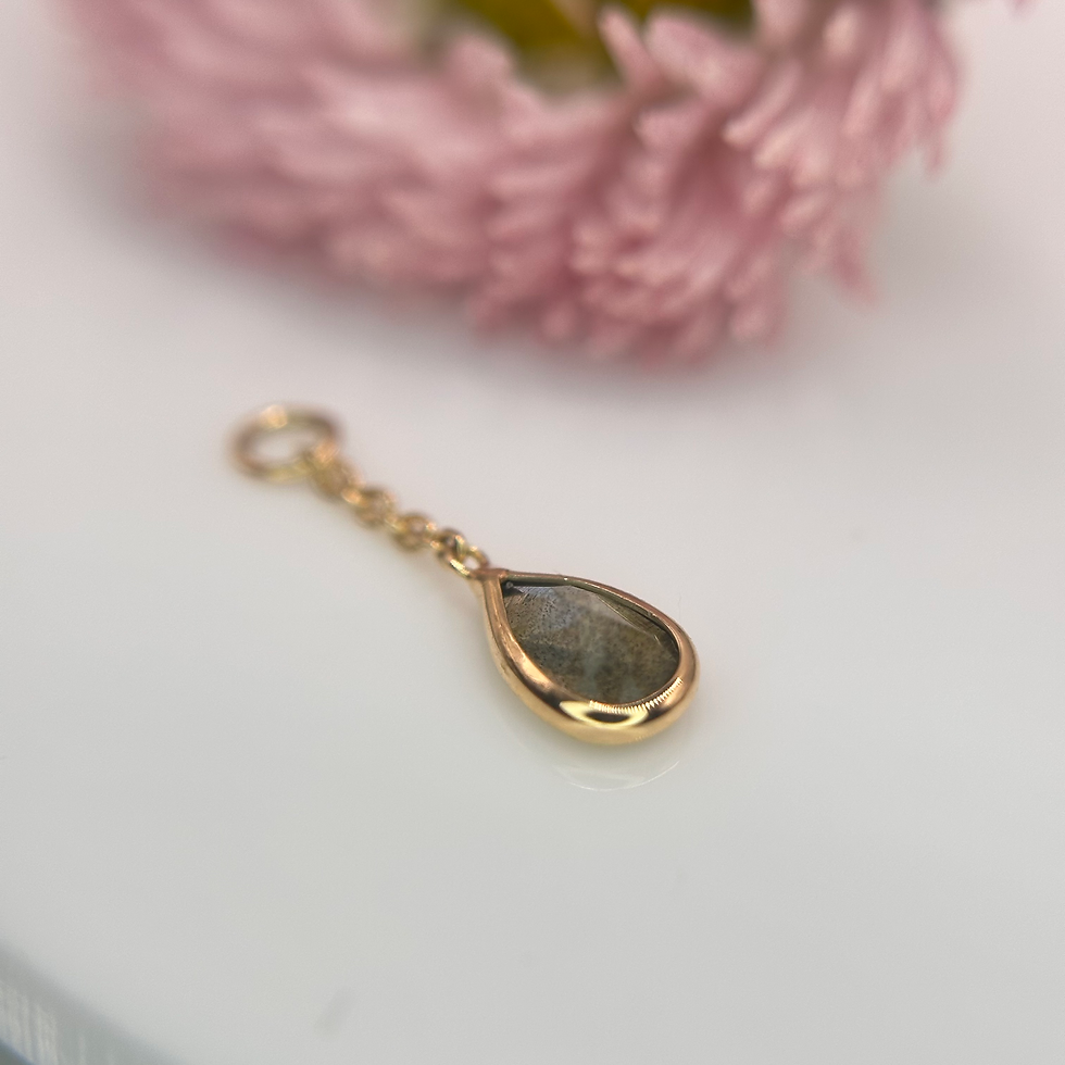 Thumbnail: Jimmy Buddha Designs Labradorite Charm 14k Yellow Gold