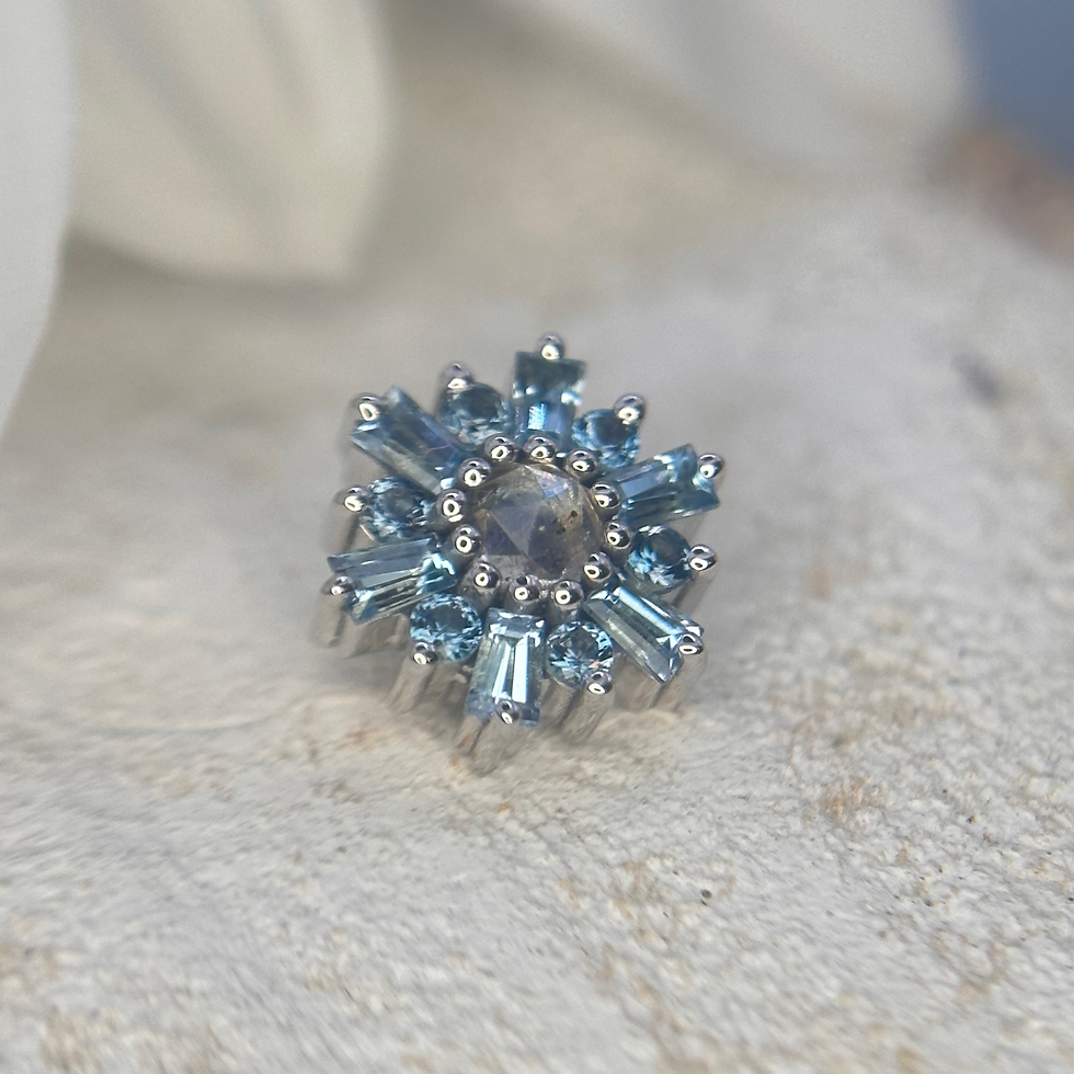 Thumbnail: BVLA 8mm Elaine Genuine Topaz & Labradorite 14kt White Gold