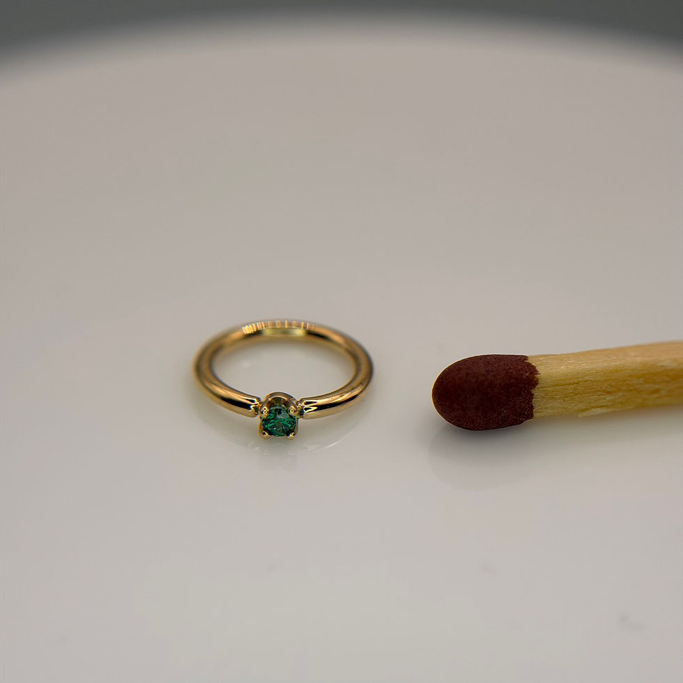 Thumbnail: Body Gems Prong Set Seam Ring Emerald CZ 14kt Yellow Gold