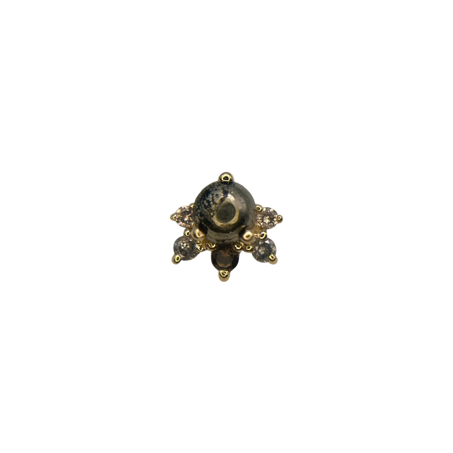 BVLA Anaya Genuine Pyrite, Diamond & Quartz 14kt Yellow Gold