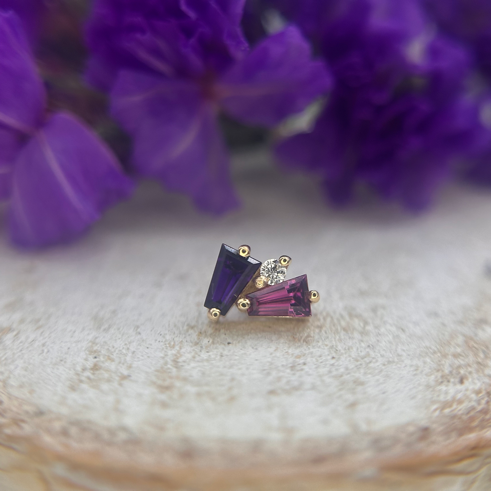 Thumbnail: BVLA Pillar Genuine Amethyst, Rhodolite, Diamond 14kt Yellow Gold