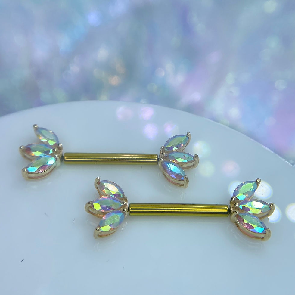 Thumbnail: Buddha Jewelry Organics Moet, Mercury Mist Topaz, Nipple Pair 14kYellow Gold